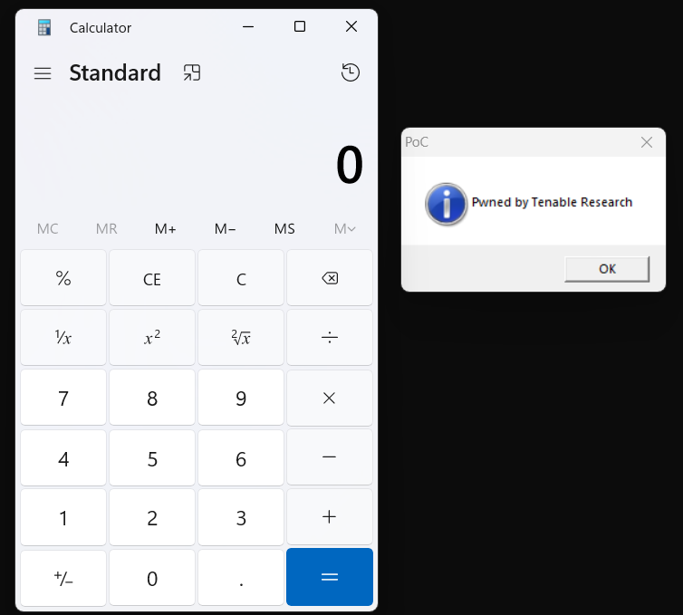 Popping calc and a popup